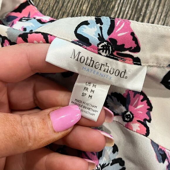 Motherhood Maternity White Pink Blue Floral Print Tank Top Size M - Picture 2 of 5